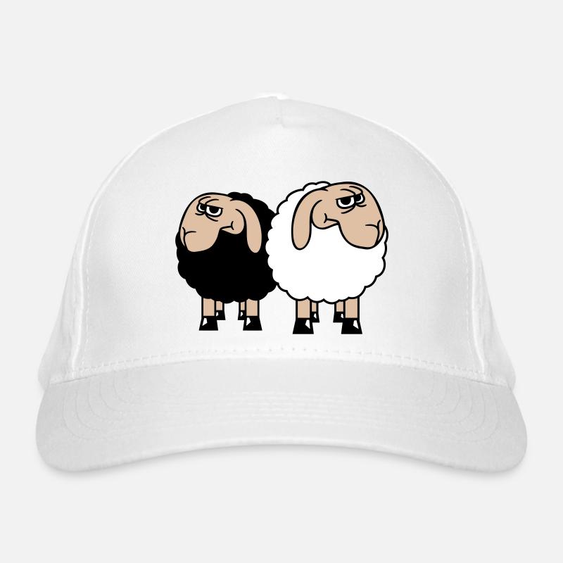 2 Sheep Look Skeptical Offended Friends Team Organic Baseball Cap