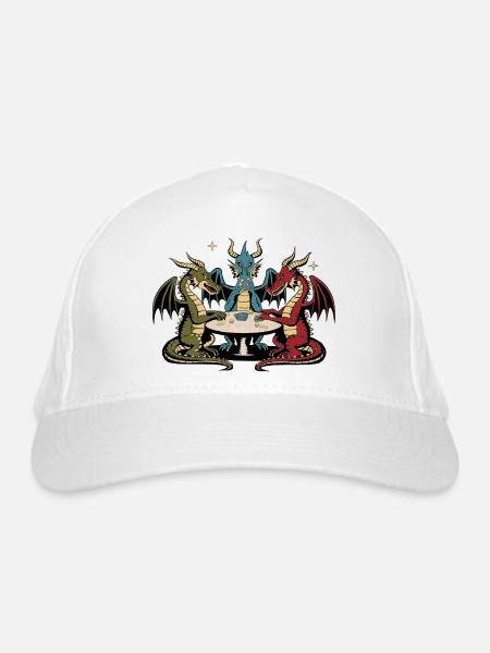 Drachen-Spielkarten - Bio-Baseballkappe - Weiß - Vorne