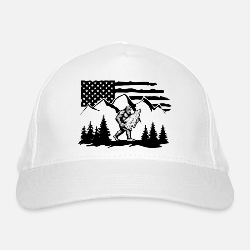 Bigfoot Arrowhead Feuerstein US Flagge Bio-Baseballkappe