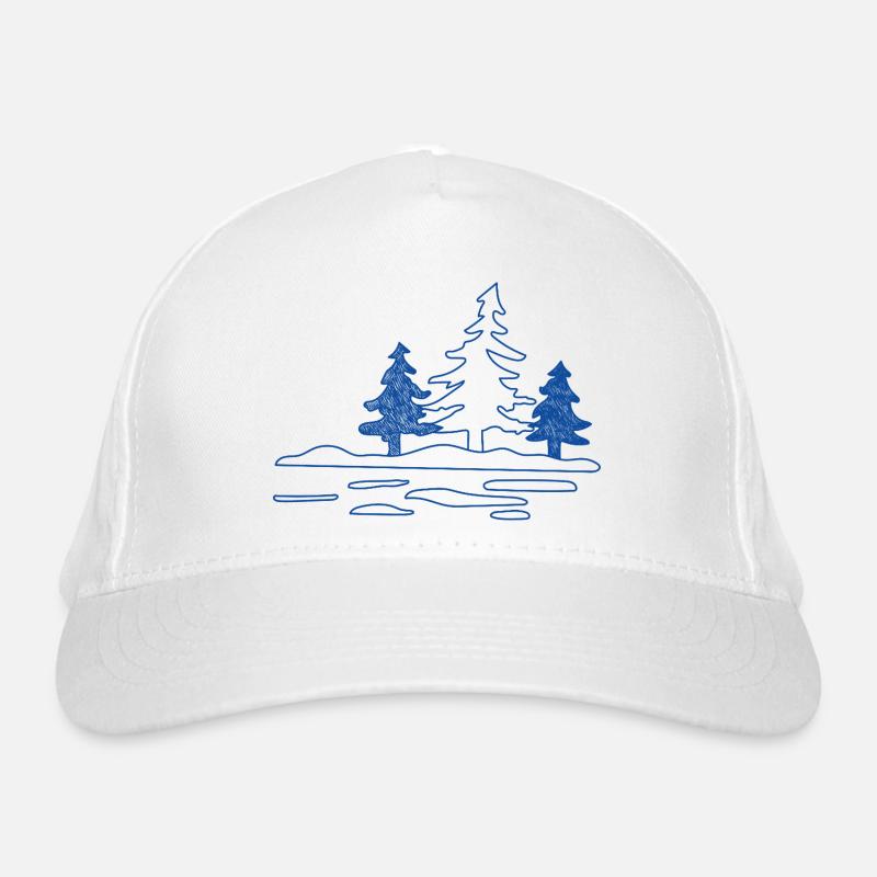 Abstract forest lake with pine trees - Organic Baseball Cap - white