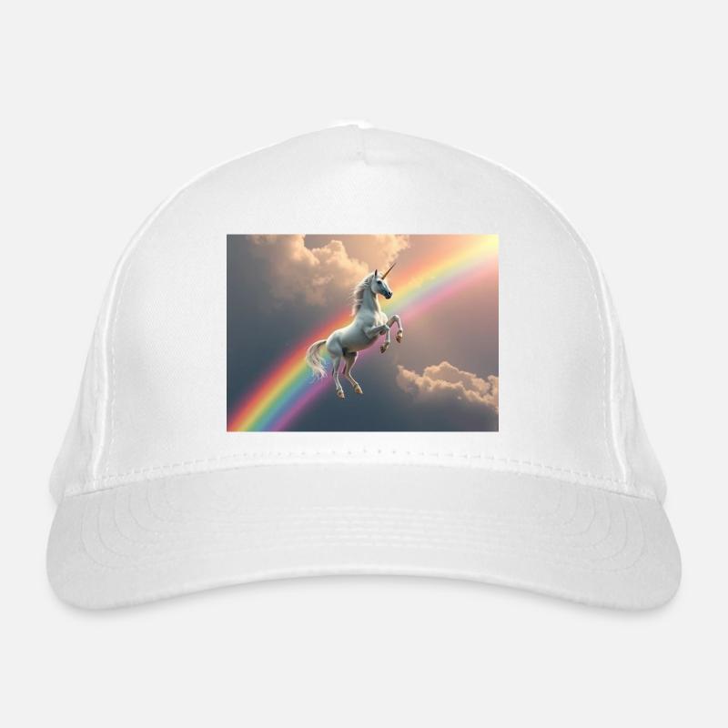 Galactic unicorn flight over rainbow Organic Baseball Cap