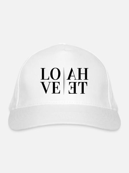 LOVE HATE - Organic Baseball Cap - white - Front