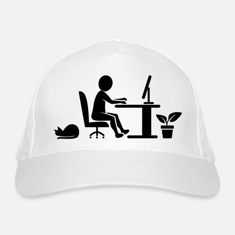 Bureau à domicile avec chat et plante d'intérieur Casquette classique bio