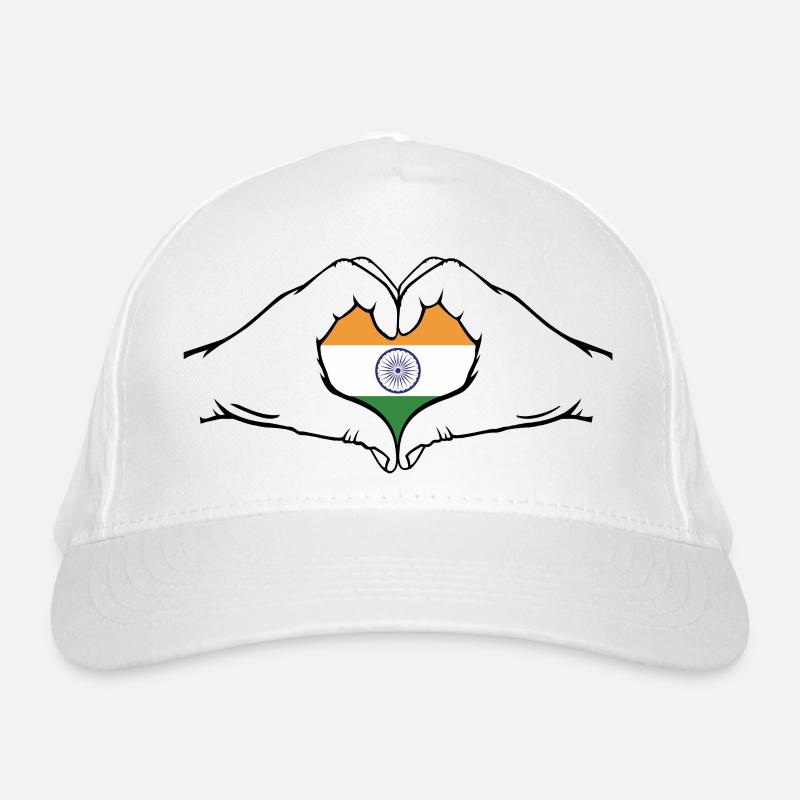Drapeau de l’Inde en forme de coeur Casquette classique bio