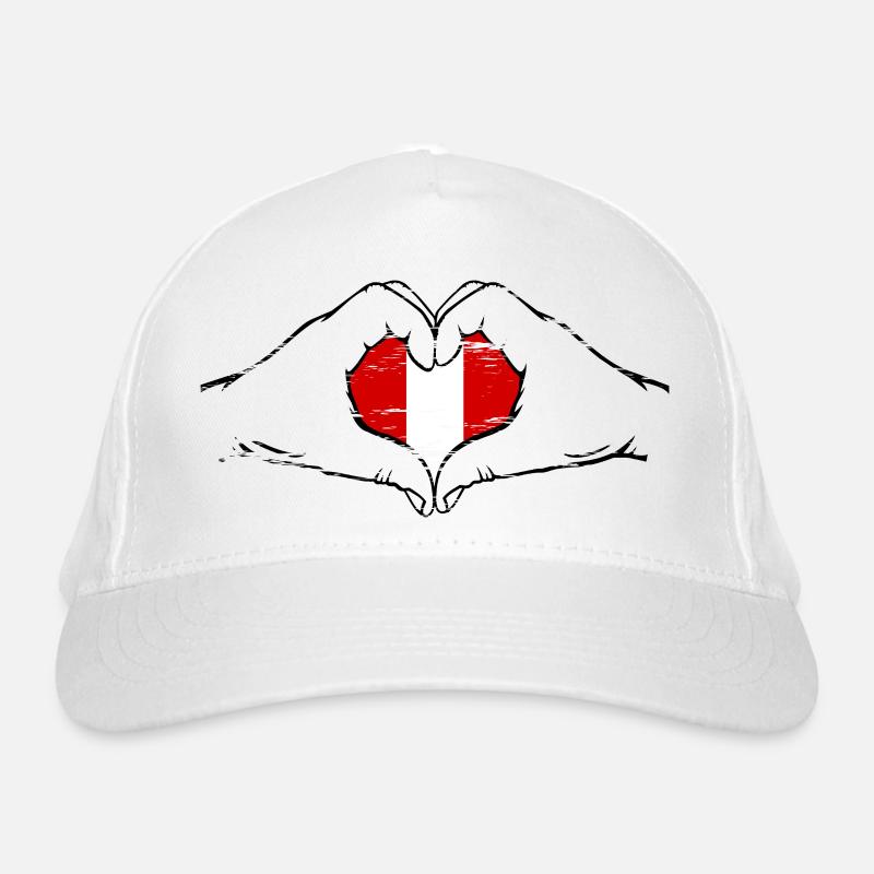 Peru Flagge Herzform used Bio-Baseballkappe