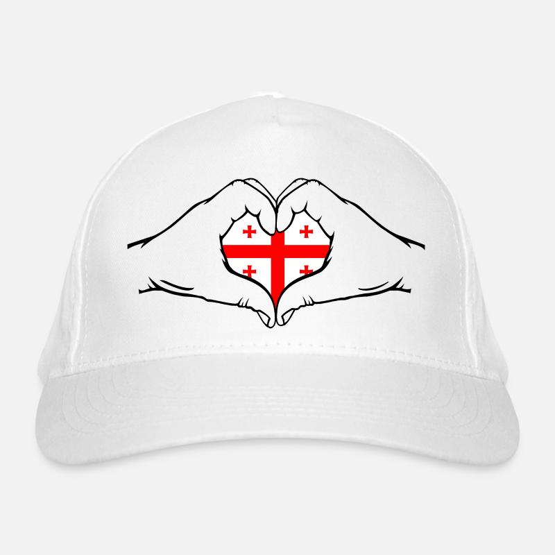 Georgien Flagge Herzform Bio-Baseballkappe
