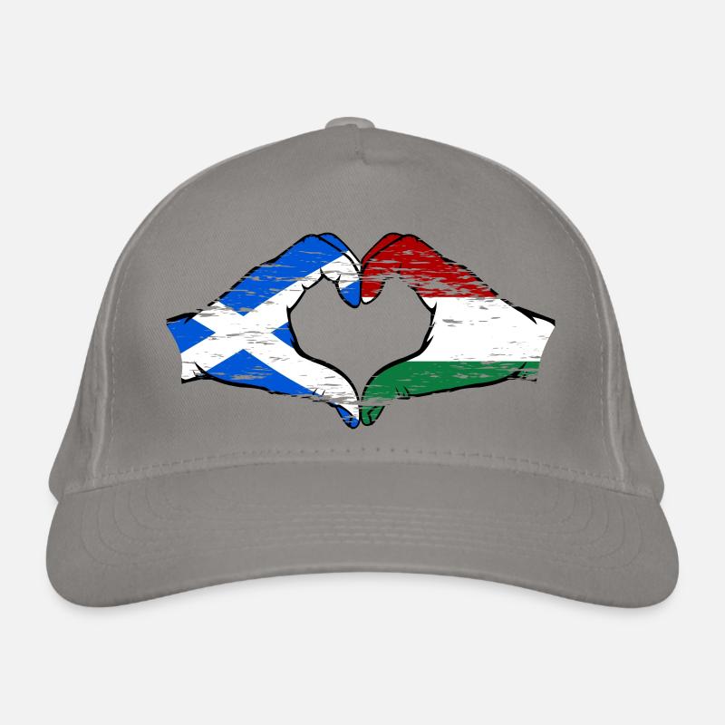 Ecosse Hongrie Drapeau Mains Coeur Forme Utilisé Casquette classique bio