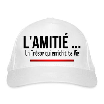 "Friendship, a treasure that enriches your life". Quotation - Organic Baseball Cap - white - Front