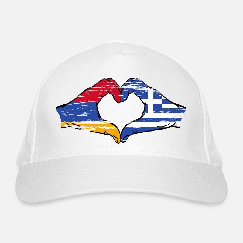 Arménie Grèce Drapeau Mains Coeur Forme Utilisé Casquette classique bio