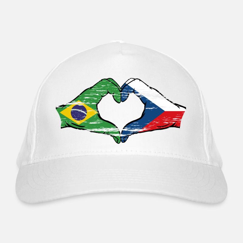 Brésil République tchèque drapeau coeur d’occasion Casquette classique bio