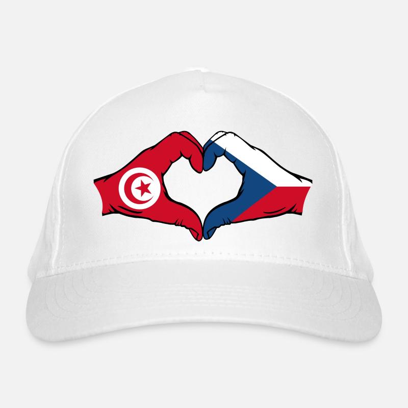 Tunisie République tchèque drapeau coeur Casquette classique bio
