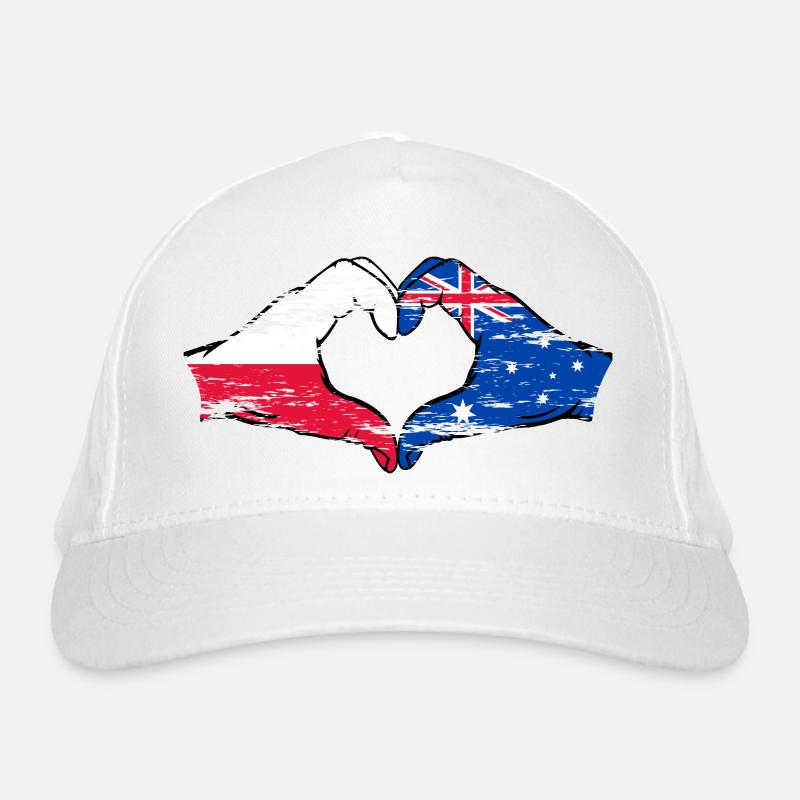 Polen Australien Flagge Herzform used Bio-Baseballkappe
