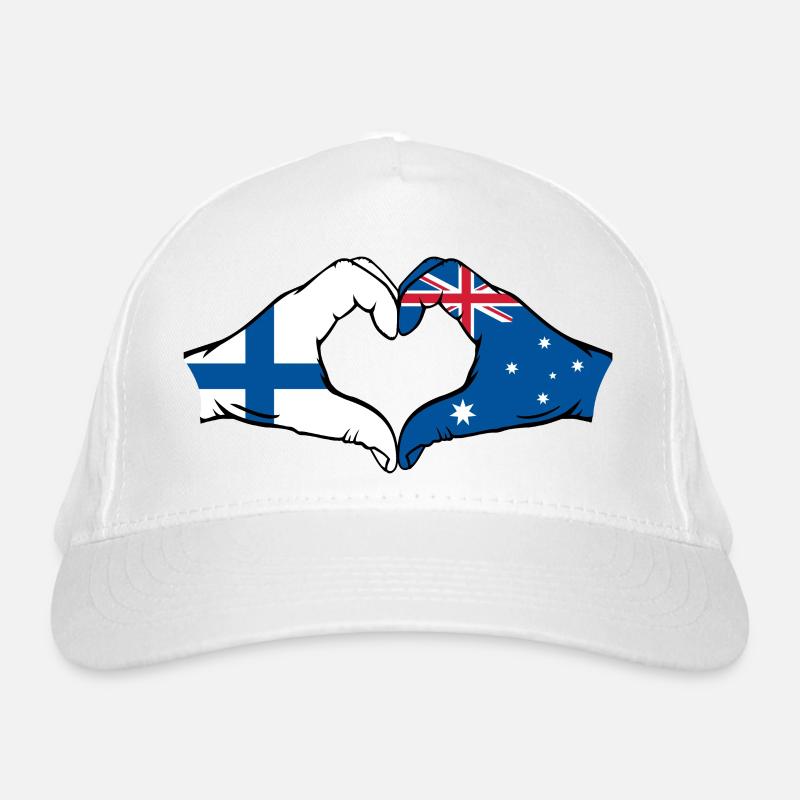 Finnland Australien Flagge Herzform Bio-Baseballkappe