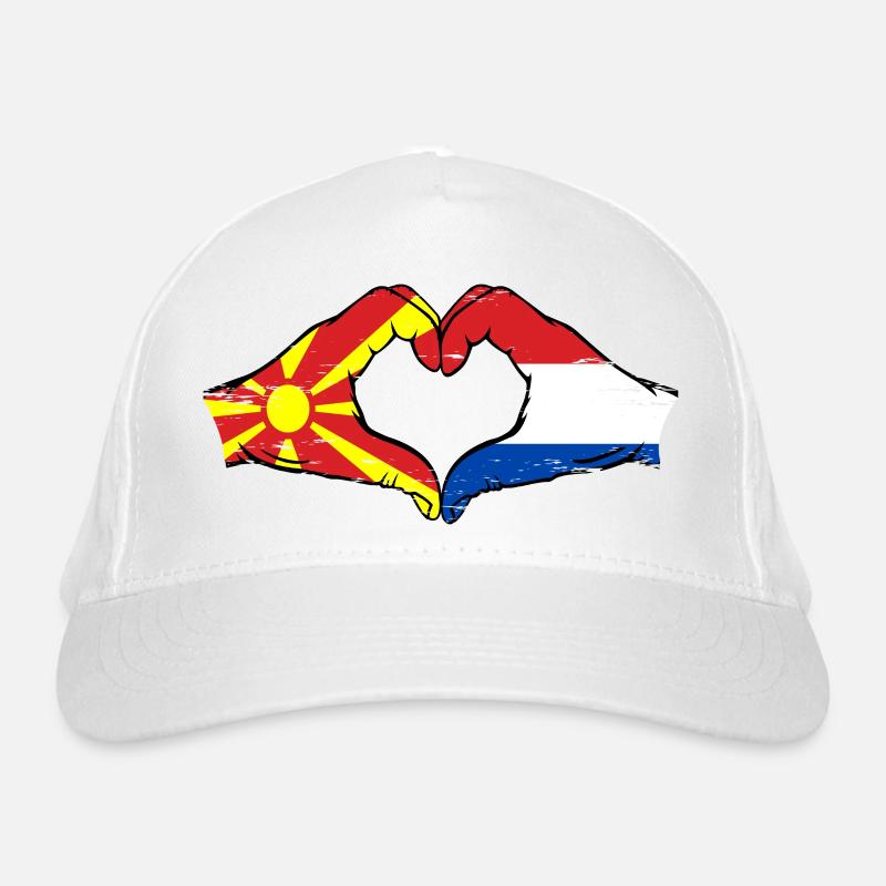 Macédoine Hollande drapeau mains forme de coeur utilisé Casquette classique bio