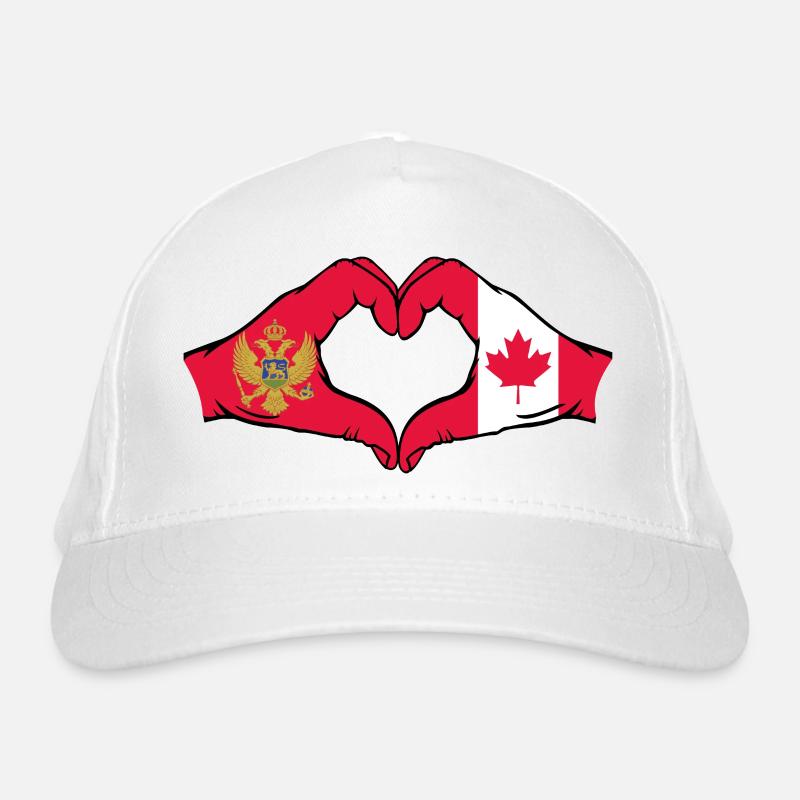 Montenegro Canada Flag Hands Heart Shape Organic Baseball Cap