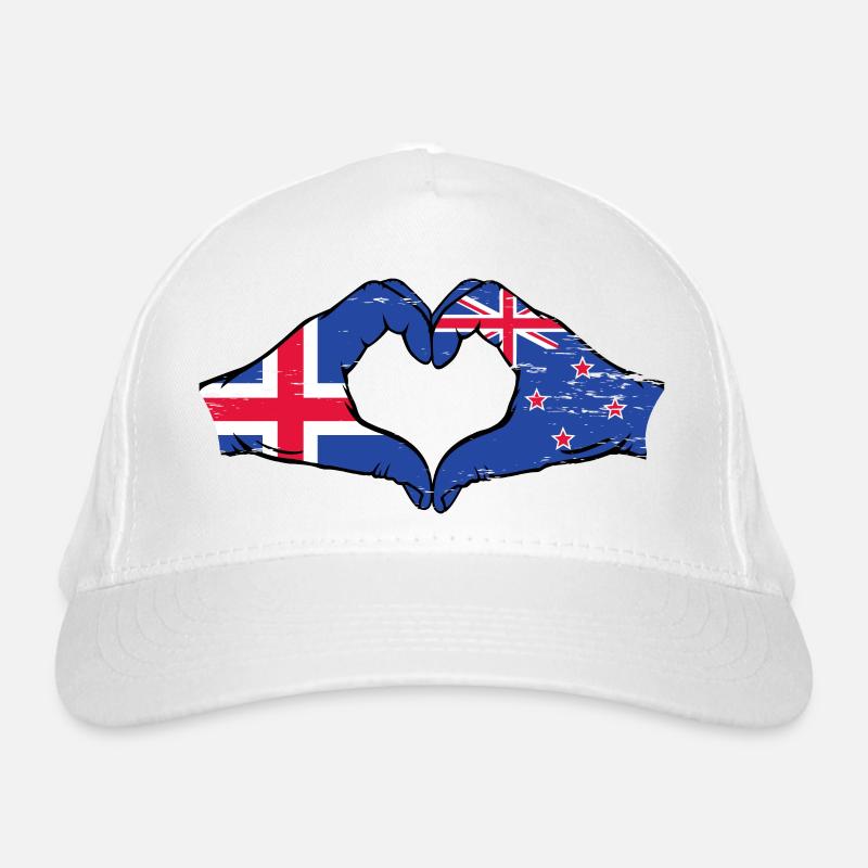 Islande Nouvelle-Zélande drapeau mains coeur utilisé Casquette classique bio
