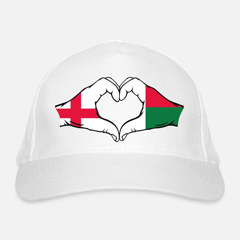 Angleterre Madagascar Drapeau Mains Coeur Forme Casquette classique bio