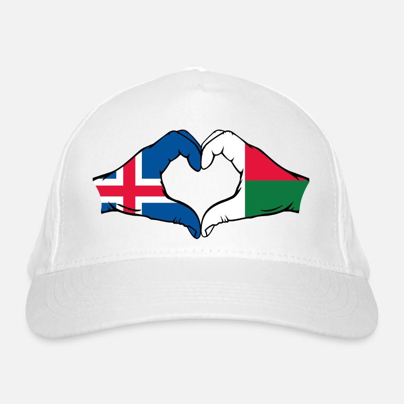 Islande Madagascar Drapeau Mains Coeur Forme Casquette classique bio