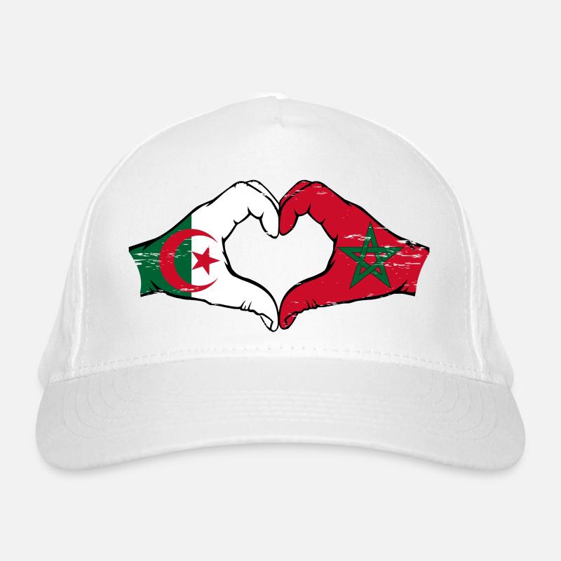 Algérie Maroc Drapeau Mains Coeur Forme Utilisé Casquette classique bio