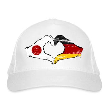 Japan Deutschland Hände Herzform used - Bio-Baseballkappe - Weiß - Vorne
