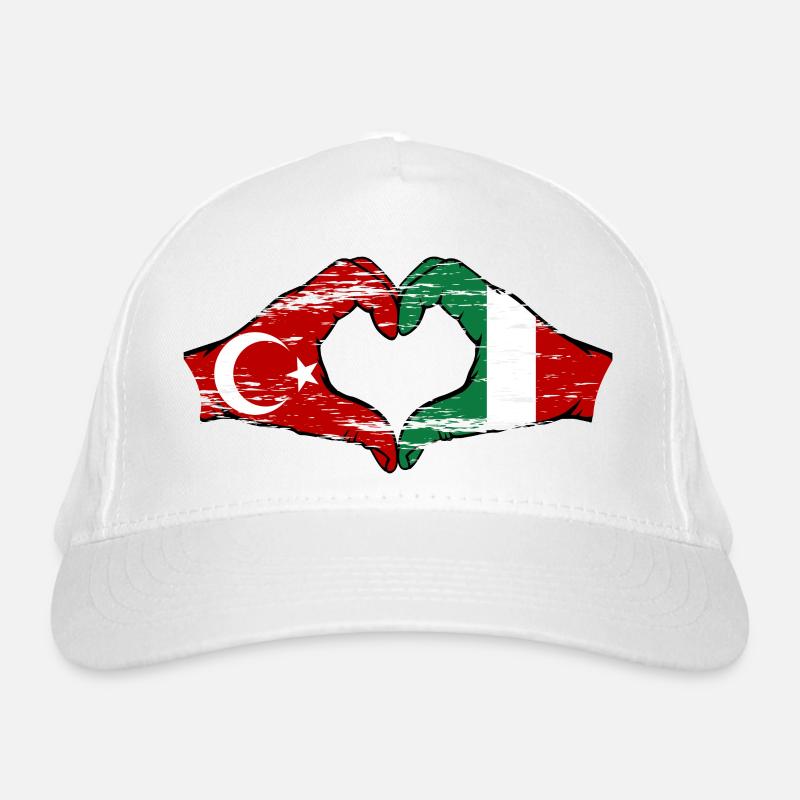 Turkey Italy Hands Heart Shape Used Organic Baseball Cap