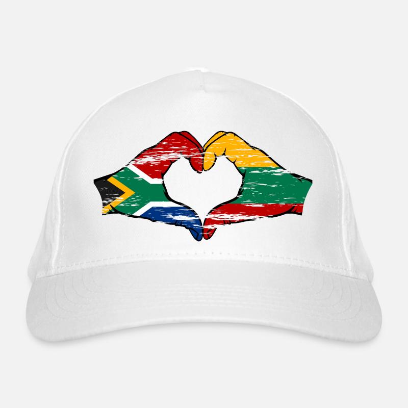 Afrique du Sud Lituanie Drapeau Mains Coeur Forme Utilisé Casquette classique bio