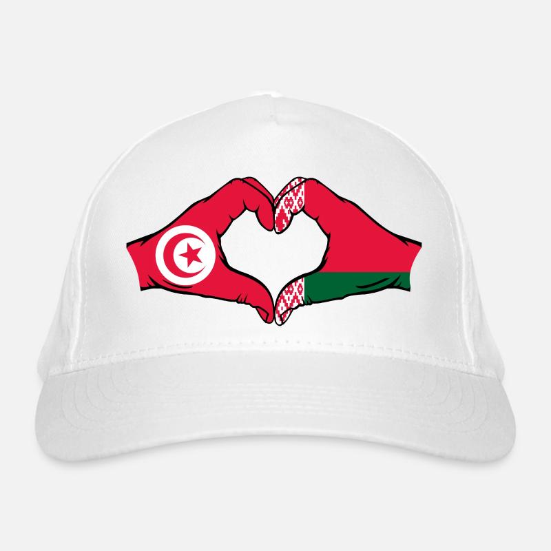 Tunisie Biélorussie drapeau mains coeur forme Casquette classique bio