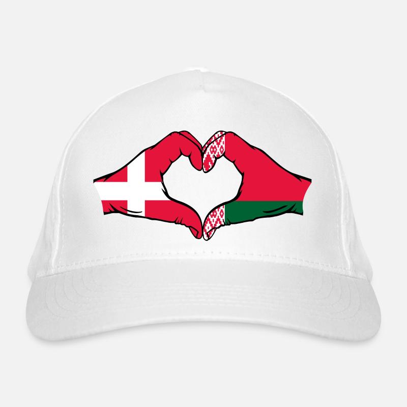 Danemark Biélorussie Drapeau Mains Coeur Forme Casquette classique bio