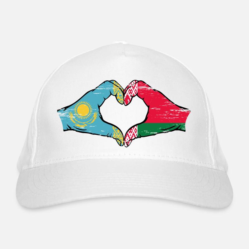 Kazakhstan Biélorussie drapeau mains forme de coeur utilisé Casquette classique bio
