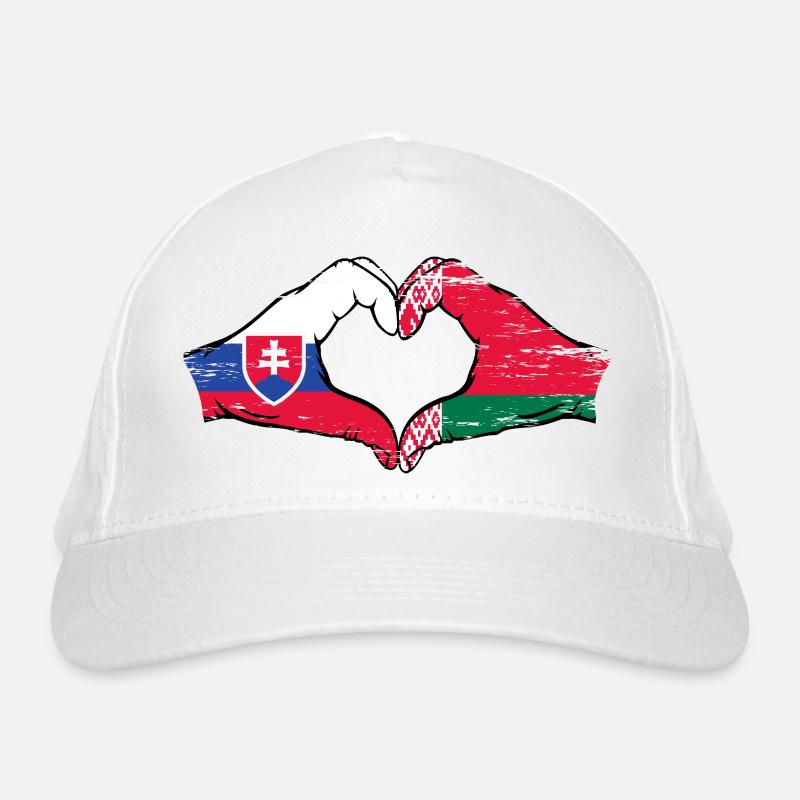 Slovaquie Biélorussie drapeau mains forme de coeur utilisé Casquette classique bio