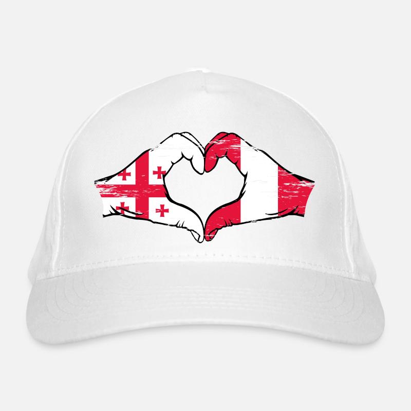 Géorgie Pérou drapeau mains forme de coeur utilisé Casquette classique bio