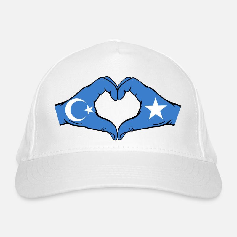 Uiguren Somalia Flagge Hände Herzform Bio-Baseballkappe