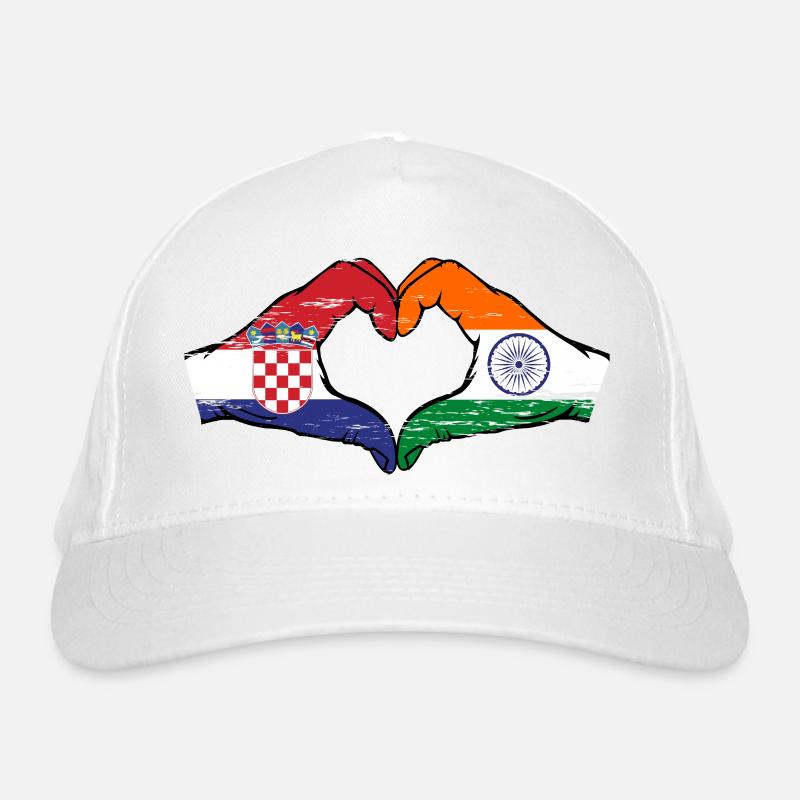 Croatie Inde drapeau mains forme de coeur utilisé Casquette classique bio
