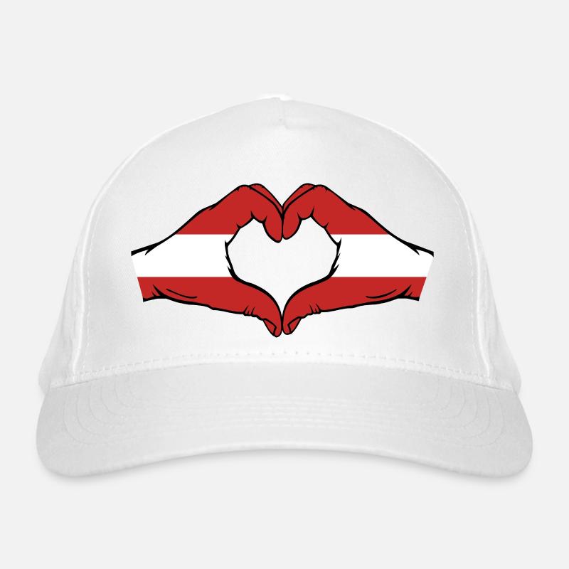 Austria Flag Hands Heart Shape Organic Baseball Cap