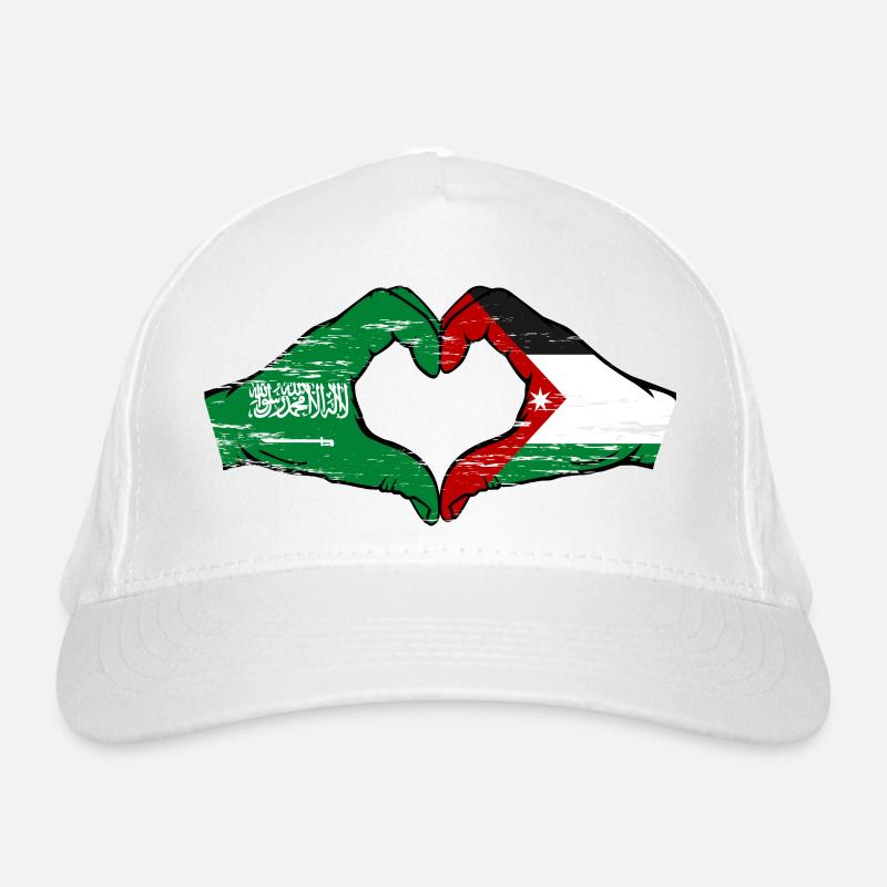 Arabie Saoudite Drapeau Jordanie mains forme de coeur utilisé Casquette classique bio