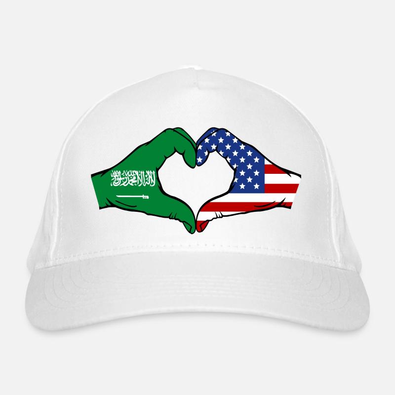 Arabie Saoudite États-Unis Drapeau Mains Coeur Forme Casquette classique bio