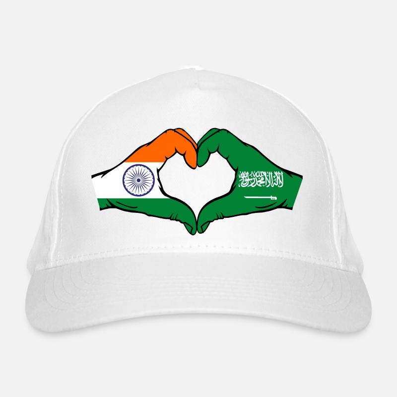 Inde Arabie Saoudite Drapeau Mains Coeur Forme Casquette classique bio