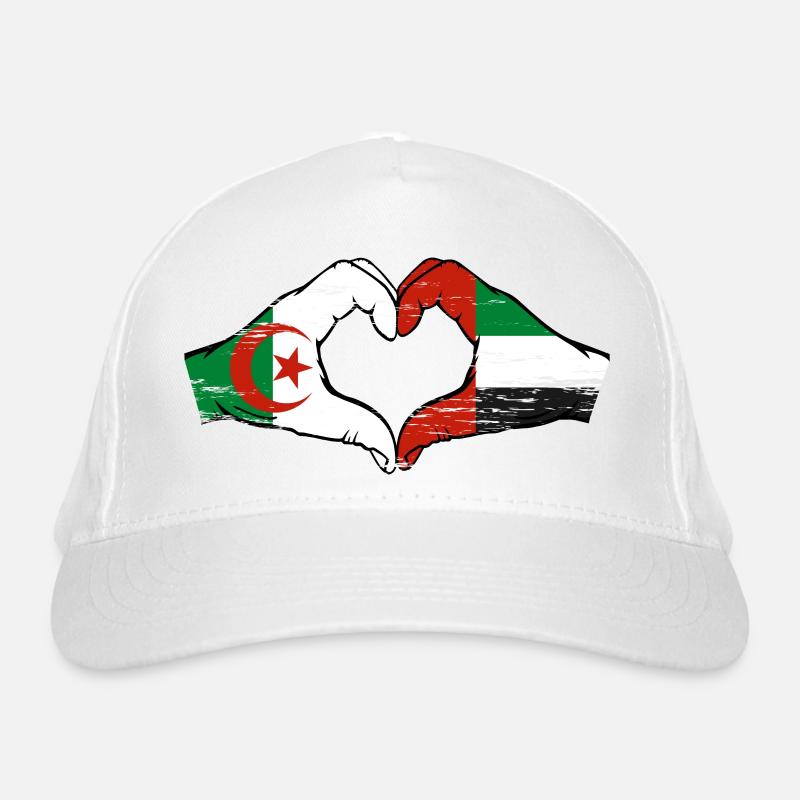 Algeria United Arab Emirates Flag Heart Organic Baseball Cap
