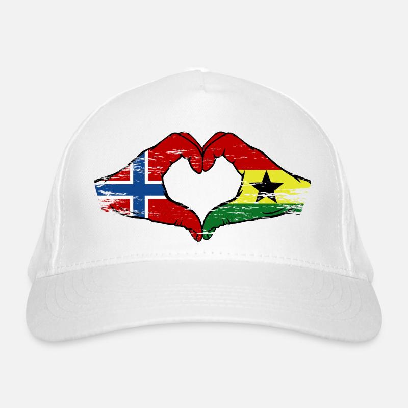 Norvège Ghana drapeau mains forme de coeur utilisé Casquette classique bio