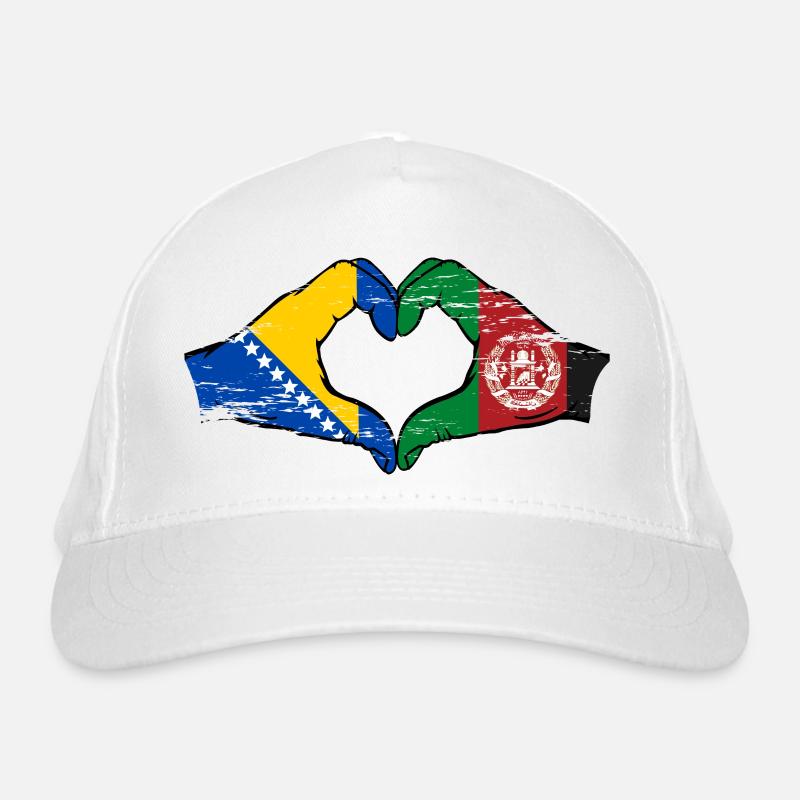 Bosnie Afghanistan drapeau mains forme de coeur utilisé Casquette classique bio