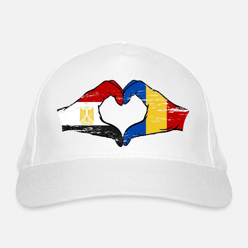 Égypte Roumanie drapeau mains forme de coeur utilisé Casquette classique bio
