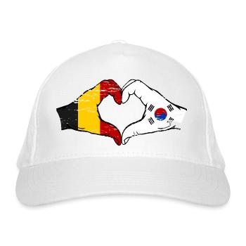 Belgien Südkorea Flagge Hände Herzform used - Bio-Baseballkappe - Weiß - Vorne