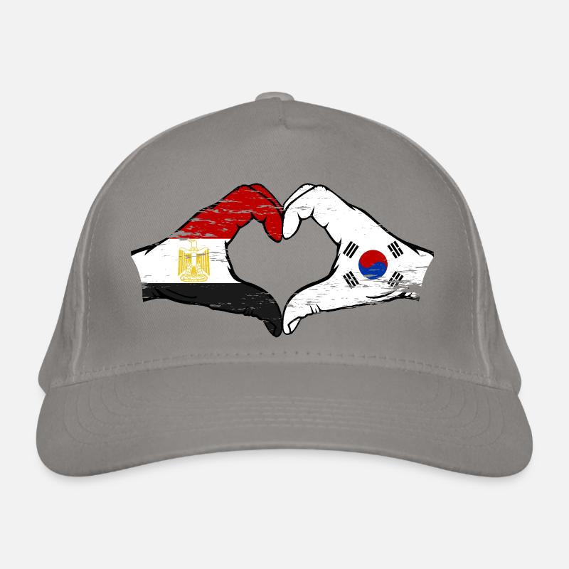Égypte Corée du Sud Drapeau Mains Coeur Forme Utilisé Casquette classique bio