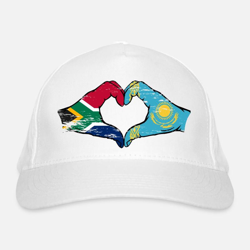 Afrique du Sud Kazakhstan drapeau mains forme de coeur utilisé Casquette classique bio