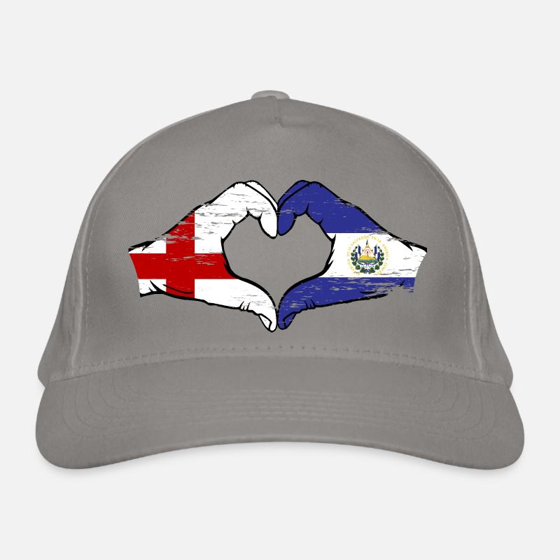Angleterre El Salvador Drapeau Mains Coeur Forme Utilisé Casquette classique bio