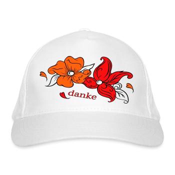 Flower greeting Thank you - Organic Baseball Cap - white - Front