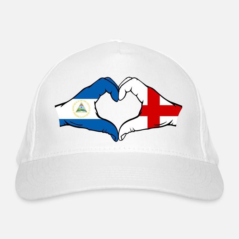 Nicaragua Angleterre Drapeau Mains Coeur Forme Casquette classique bio