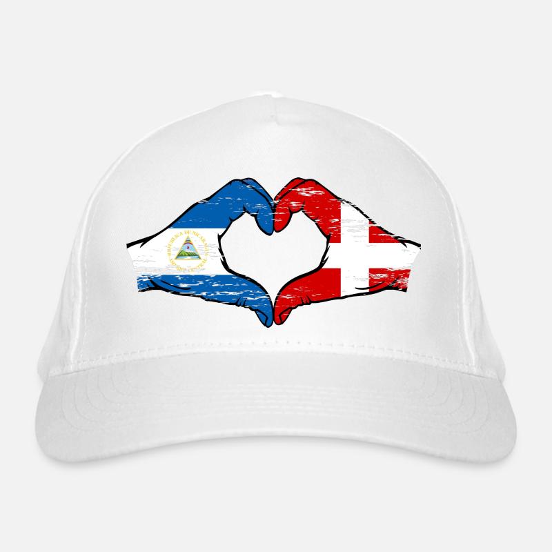 Nicaragua Danemark drapeau mains forme de coeur utilisé Casquette classique bio