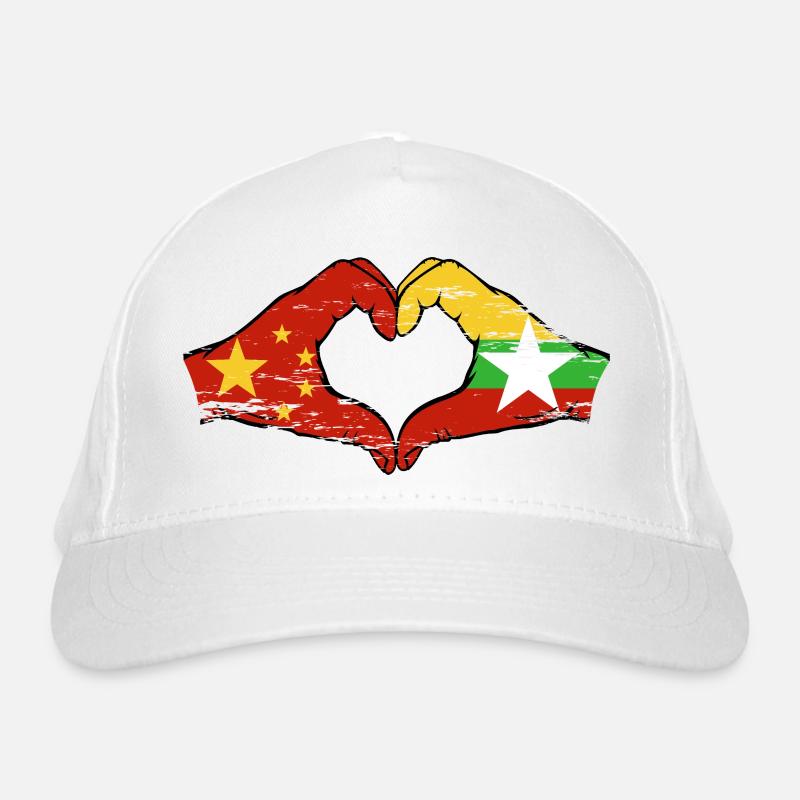 Chine Myanmar drapeau mains forme de coeur utilisé Casquette classique bio