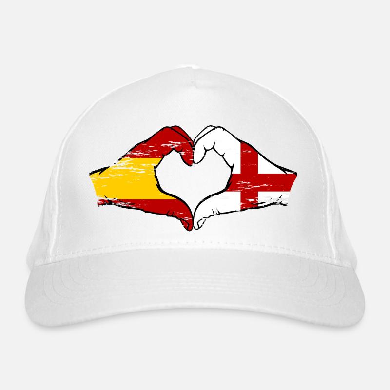 Espagne Angleterre drapeau mains coeur utilisé Casquette classique bio